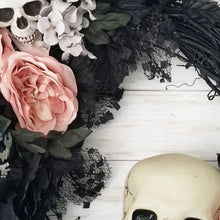 Load image into Gallery viewer, Romantic Skeleton Halloween Wreath
