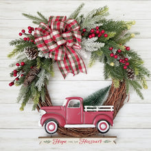 Load image into Gallery viewer, Farmhouse Red Truck Christmas Wreath