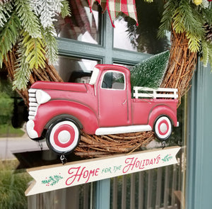Farmhouse Red Truck Christmas Wreath