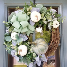 Load image into Gallery viewer, Green and White Fall Wreath