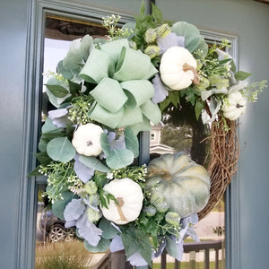 Green and White Fall Wreath