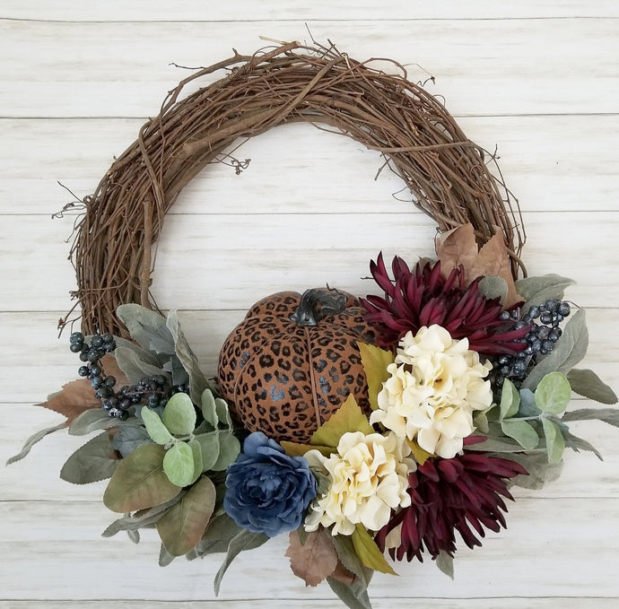 Leopard Pumpkin Fall Wreath