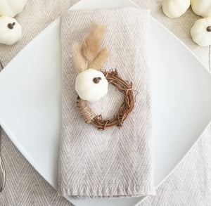 Hare's Tail and Pumpkin Napkin Rings (set of 2)