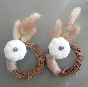 Hare's Tail and Pumpkin Napkin Rings (set of 2)