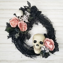 Load image into Gallery viewer, Romantic Skeleton Halloween Wreath