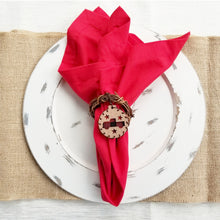 Load image into Gallery viewer, Rustic Buffalo Check Red Truck Napkin Rings (set of 2)