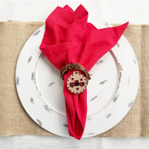 Rustic Buffalo Check Red Truck Napkin Rings (set of 2)