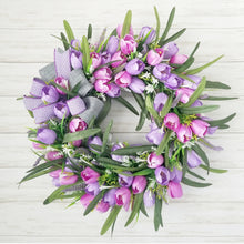 Load image into Gallery viewer, Lavender Tulip Wreath with Bow