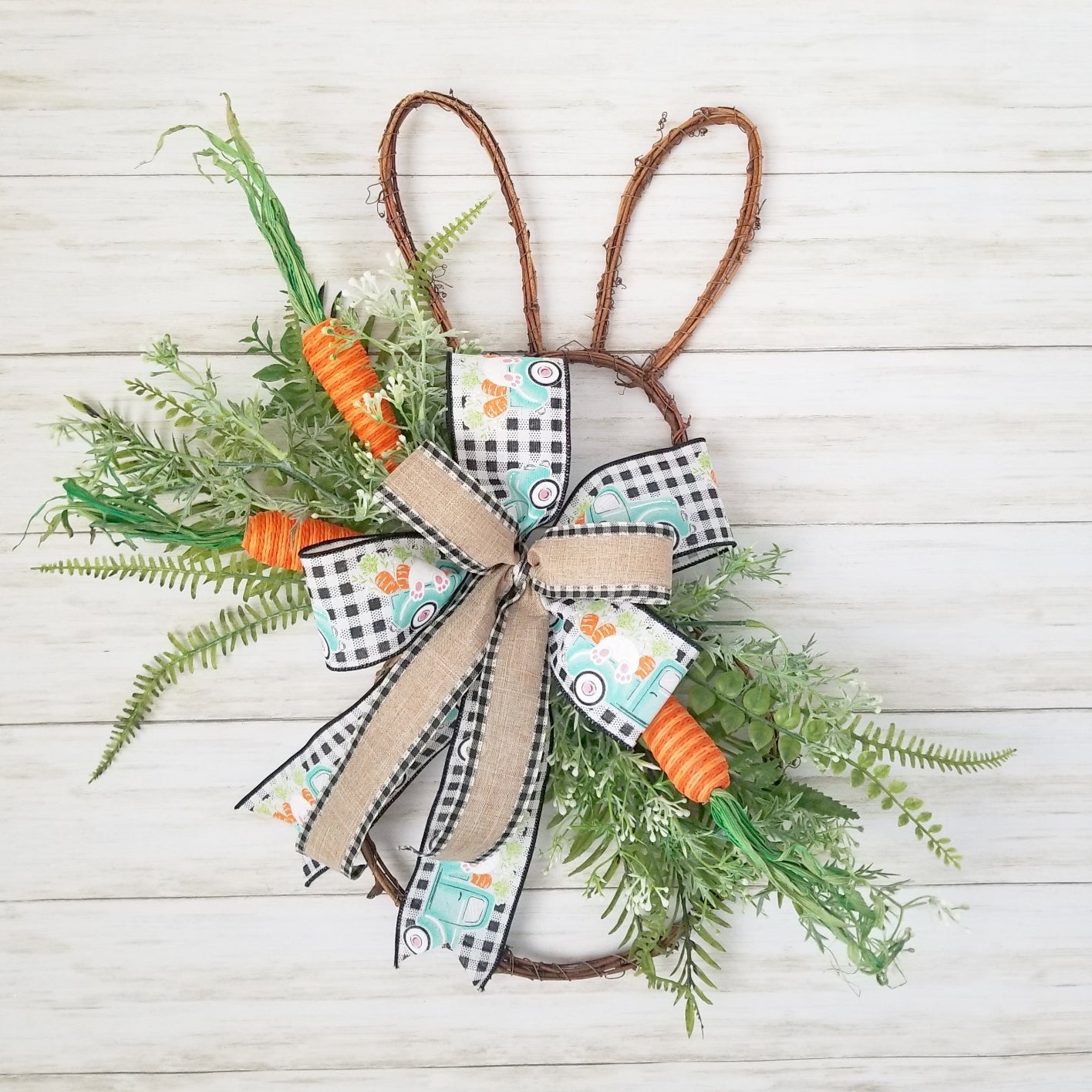 Spring Wreath, Bunny Wreath, Buffalo Plaid, Easter Wreath, Carrot popular Wreath, Gift