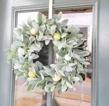 Load image into Gallery viewer, Spring Everyday Lambs Ear Wreath with Pastel Easter Eggs