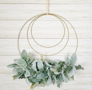 Boho Eucalyptus and Lamb's Ear Multi Hoop Wreath