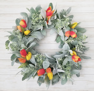 Lamb's Ear and Tulip Summer Wreath