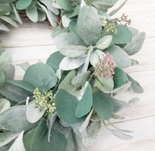 Load image into Gallery viewer, Farmhouse Lamb&#39;s Ear and Silver Dollar Eucalyptus Wreath
