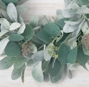 Farmhouse Lamb's Ear and Silver Dollar Eucalyptus Wreath