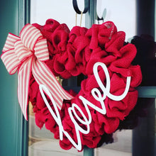 Load image into Gallery viewer, Valentine&#39;s Heart Burlap Wreath
