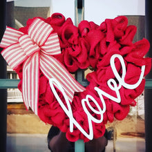 Load image into Gallery viewer, Valentine&#39;s Heart Burlap Wreath
