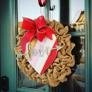 Valentine's Day Heart Sign Burlap Wreath