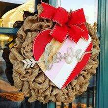 Load image into Gallery viewer, Valentine&#39;s Day Heart Sign Burlap Wreath