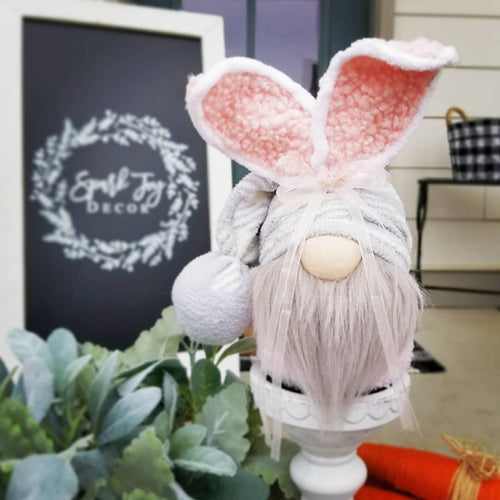 Easter Bunny Gnome with Pink Ears