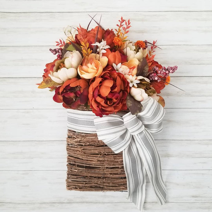 Fall Peony Door Basket