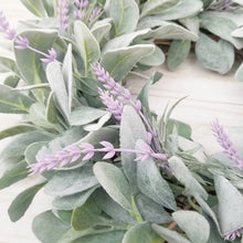 Load image into Gallery viewer, Modern Farmhouse Lavender and Lamb&#39;s Ear Wreath